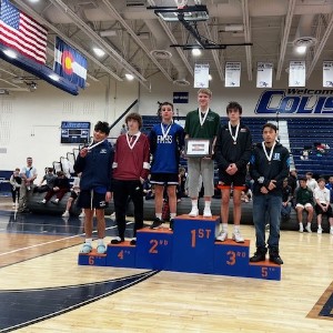 Wrestlers on podium 5